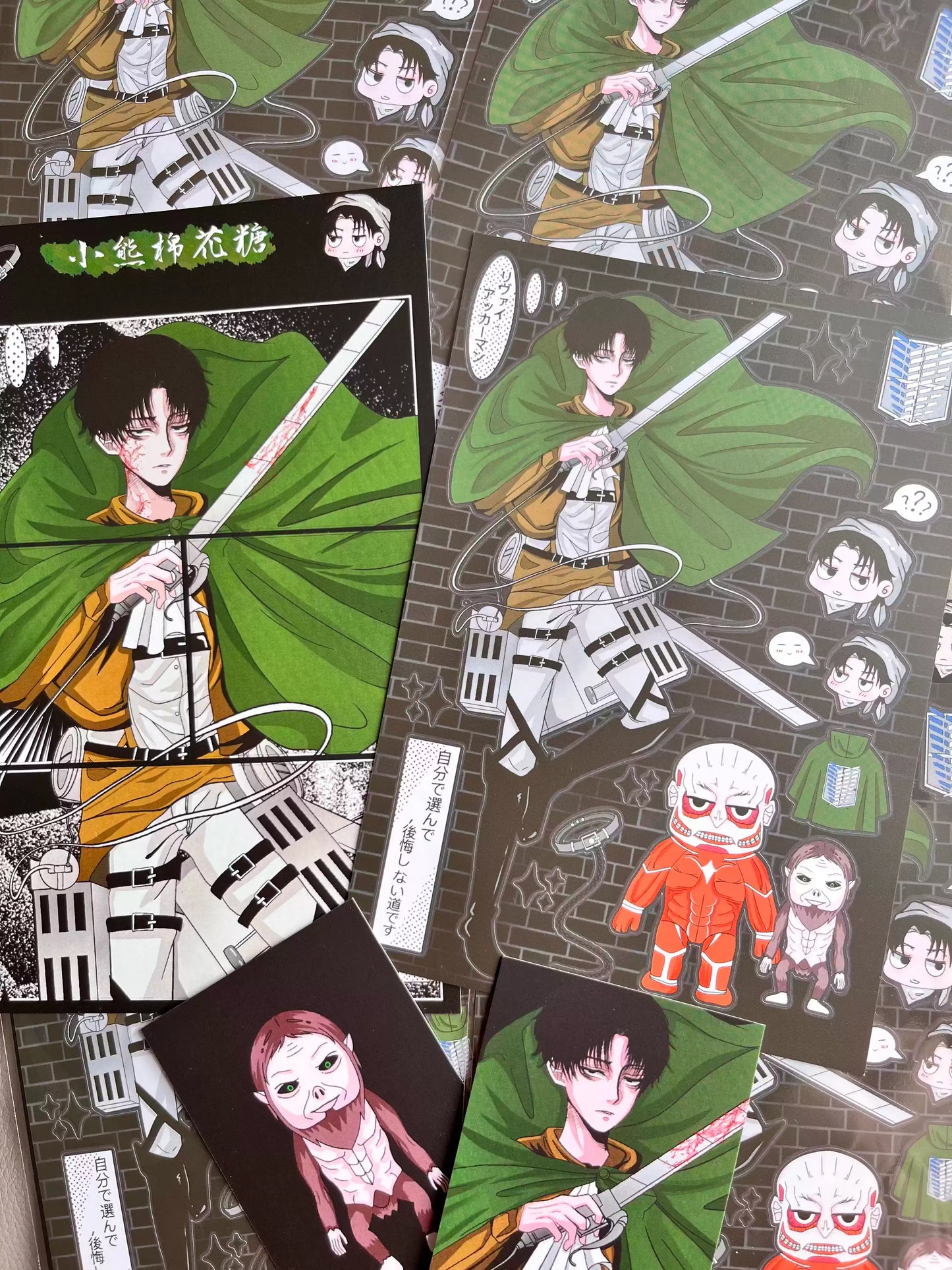 Gudak Stickers - Attack on Titan (Levi) & One Piece (Zoro) Collection - Journaling Decals for Scrapbooking & Card Making