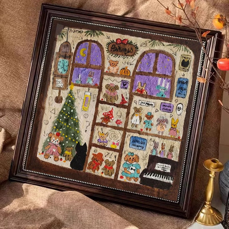 Retro Christmas Art Festival Diamond Painting Decoration DIY Craft‌。