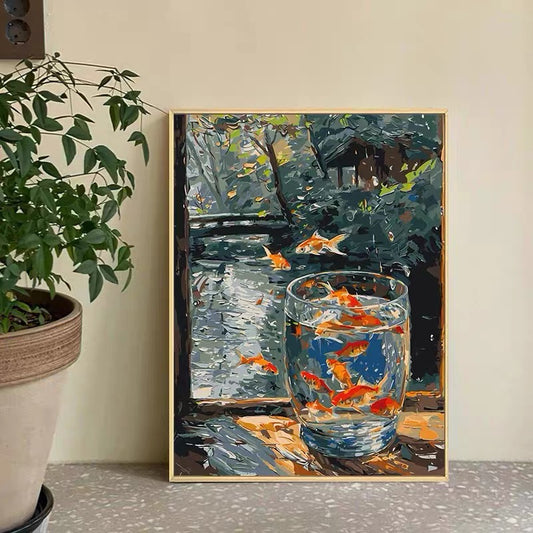 Monet's Rainy Day Goldfish Diamond Painting DIY Craft‌。