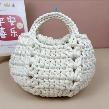 Stripe Yarn Handmade Knitting Kit – DIY Crochet Tote Bag, Mini Pumpkin Pouch, Delicate Handbag, Handmade Shoulder Bag