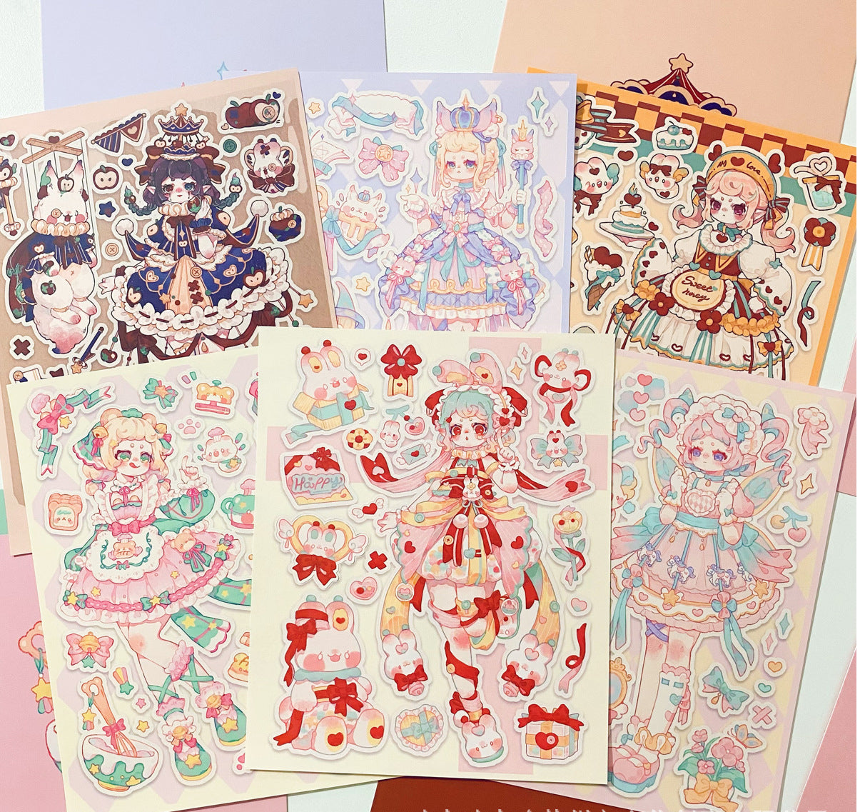 Original Lolita Character Flat Stickers for DIY Scrapbooking, Gu-ben, and Phone Case Decoration.