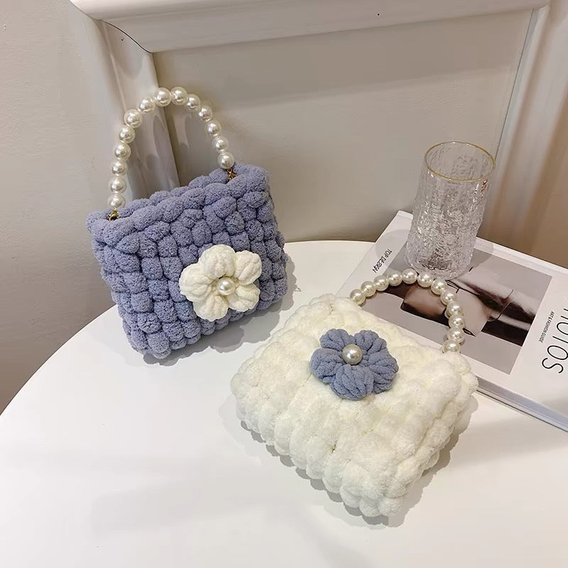 Puff Flower DIY Handmade Crochet Bag – Valentine’s Day Gift for Girlfriend (Materials Kit, Plush Crossbody Bag)