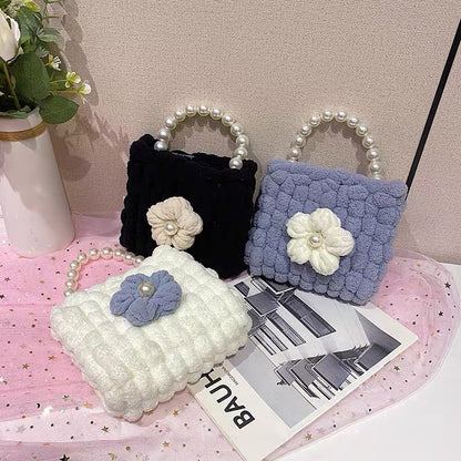 Puff Flower DIY Handmade Crochet Bag – Valentine’s Day Gift for Girlfriend (Materials Kit, Plush Crossbody Bag)