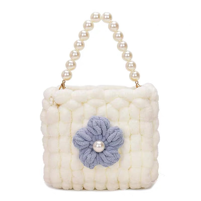 Puff Flower DIY Handmade Crochet Bag – Valentine’s Day Gift for Girlfriend (Materials Kit, Plush Crossbody Bag)