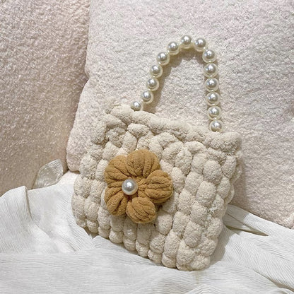 Puff Flower DIY Handmade Crochet Bag – Valentine’s Day Gift for Girlfriend (Materials Kit, Plush Crossbody Bag)