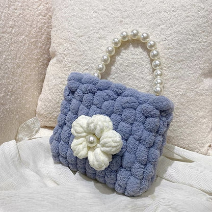 Puff Flower DIY Handmade Crochet Bag – Valentine’s Day Gift for Girlfriend (Materials Kit, Plush Crossbody Bag)