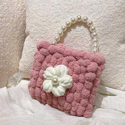 Puff Flower DIY Handmade Crochet Bag – Valentine’s Day Gift for Girlfriend (Materials Kit, Plush Crossbody Bag)