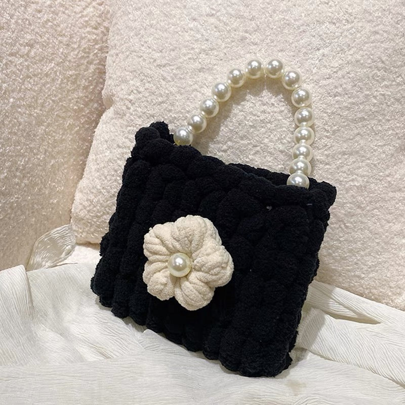 Puff Flower DIY Handmade Crochet Bag – Valentine’s Day Gift for Girlfriend (Materials Kit, Plush Crossbody Bag)