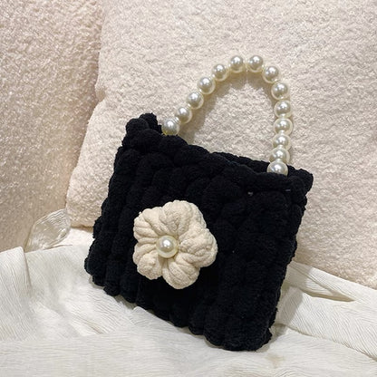 Puff Flower DIY Handmade Crochet Bag – Valentine’s Day Gift for Girlfriend (Materials Kit, Plush Crossbody Bag)