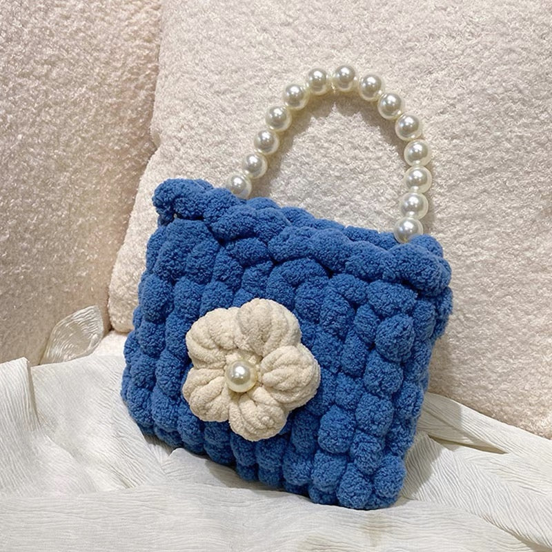 Puff Flower DIY Handmade Crochet Bag – Valentine’s Day Gift for Girlfriend (Materials Kit, Plush Crossbody Bag)