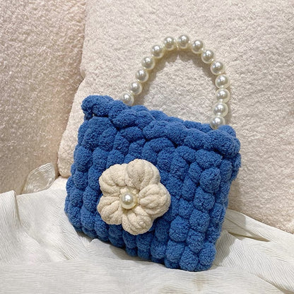 Puff Flower DIY Handmade Crochet Bag – Valentine’s Day Gift for Girlfriend (Materials Kit, Plush Crossbody Bag)