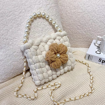 Puff Flower DIY Handmade Crochet Bag – Valentine’s Day Gift for Girlfriend (Materials Kit, Plush Crossbody Bag)