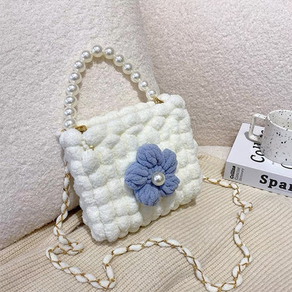 Puff Flower DIY Handmade Crochet Bag – Valentine’s Day Gift for Girlfriend (Materials Kit, Plush Crossbody Bag)