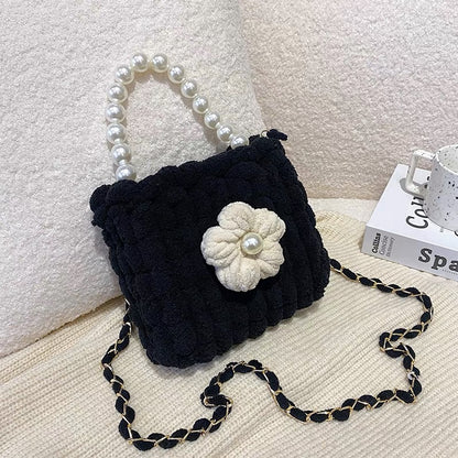 Puff Flower DIY Handmade Crochet Bag – Valentine’s Day Gift for Girlfriend (Materials Kit, Plush Crossbody Bag)
