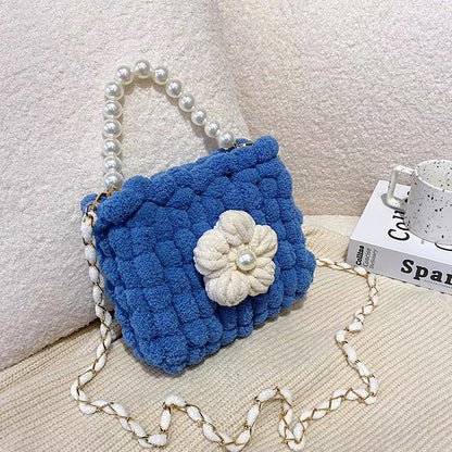 Puff Flower DIY Handmade Crochet Bag – Valentine’s Day Gift for Girlfriend (Materials Kit, Plush Crossbody Bag)