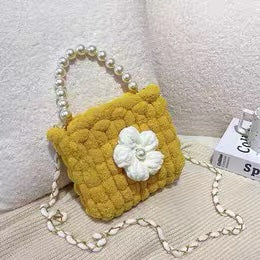 Puff Flower DIY Handmade Crochet Bag – Valentine’s Day Gift for Girlfriend (Materials Kit, Plush Crossbody Bag)