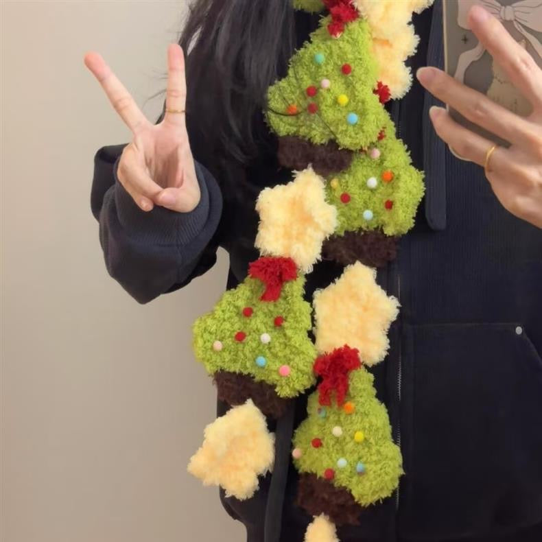 Handmade DIY Christmas Tree Scarf Knitting Kit for Winte
