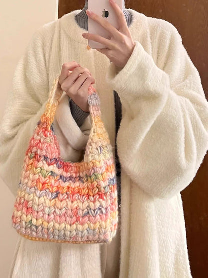 Handmade DIY Knitted Cloud Tassel Bag