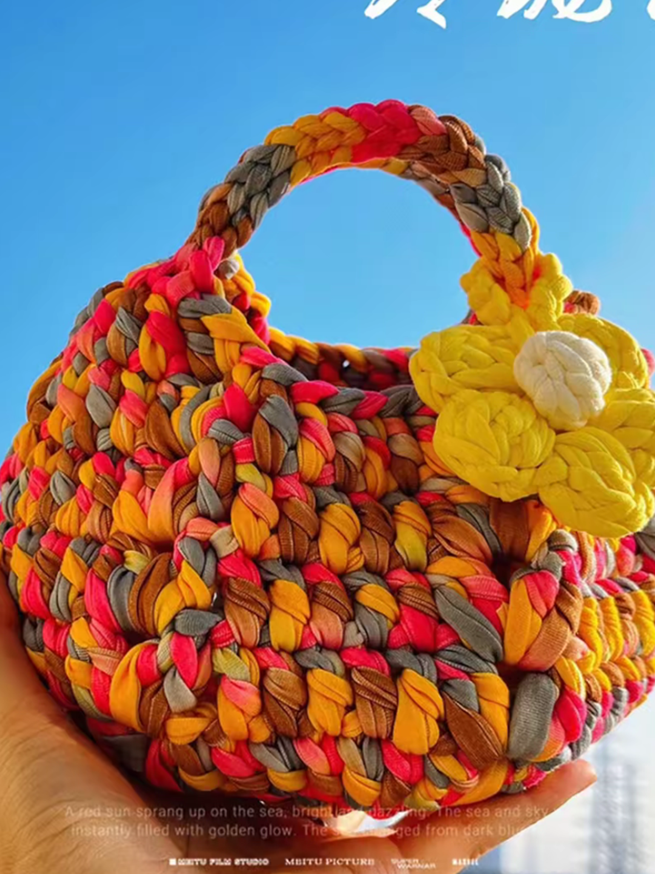 Stripe Yarn Handmade Knitting Kit – DIY Crochet Tote Bag, Mini Pumpkin Pouch, Delicate Handbag, Handmade Shoulder Bag
