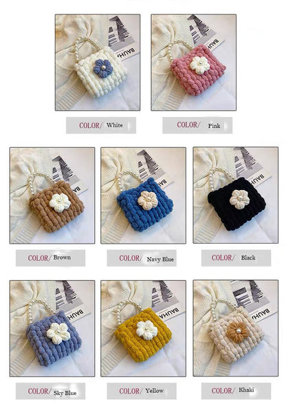 Puff Flower DIY Handmade Crochet Bag – Valentine’s Day Gift for Girlfriend (Materials Kit, Plush Crossbody Bag)
