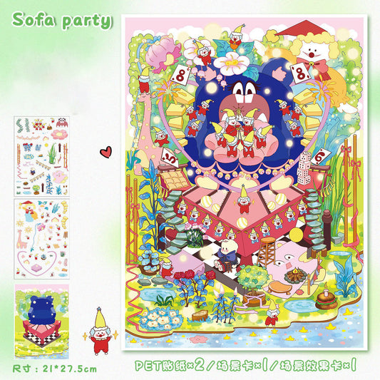 3D Layered Landscape Sticker - Large DIY Collage Decal for Stress Relief