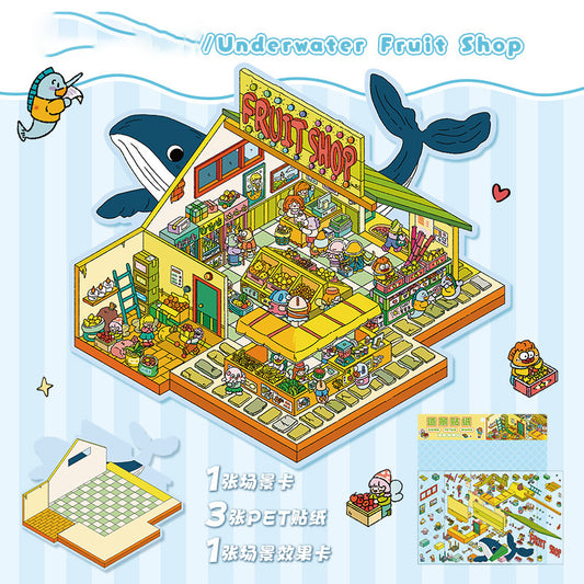 3D Layered Landscape Sticker - Large DIY Collage Decal for Stress Relief