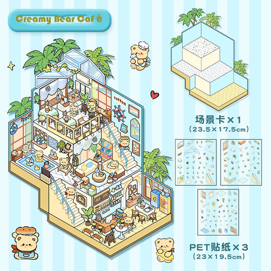 3D Layered Landscape Sticker - Large DIY Collage Decal for Stress Relief