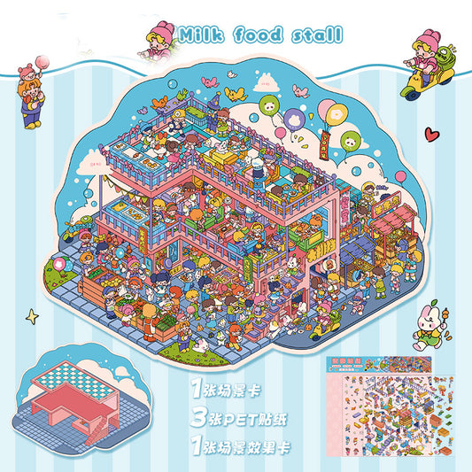 3D Layered Landscape Sticker - Large DIY Collage Decal for Stress Relief