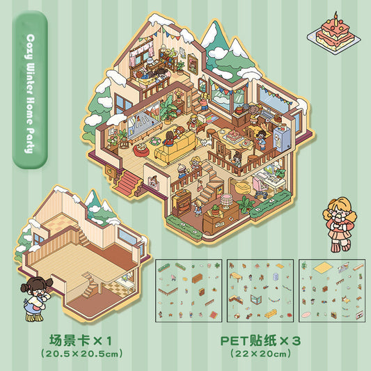 3D Layered Landscape Sticker - Large DIY Collage Decal for Stress Relief