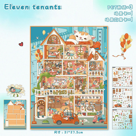 3D Layered Landscape Sticker - Large DIY Collage Decal for Stress Relief