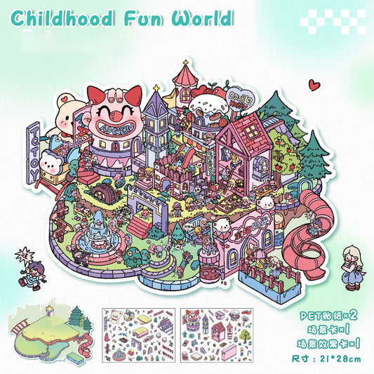 3D Layered Landscape Sticker - Large DIY Collage Decal for Stress Relief