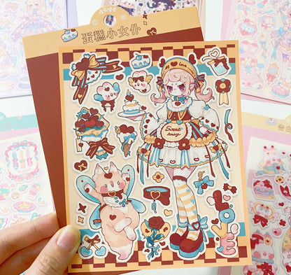 Original Lolita Character Flat Stickers for DIY Scrapbooking, Gu-ben, and Phone Case Decoration.