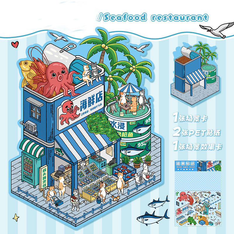 3D Layered Landscape Sticker - Large DIY Collage Decal for Stress Relief