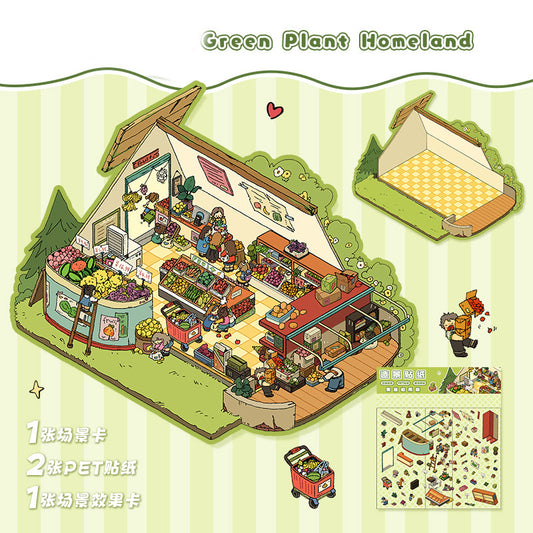 3D Layered Landscape Sticker - Large DIY Collage Decal for Stress Relief