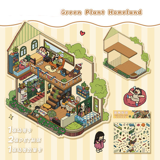 3D Layered Landscape Sticker - Large DIY Collage Decal for Stress Relief