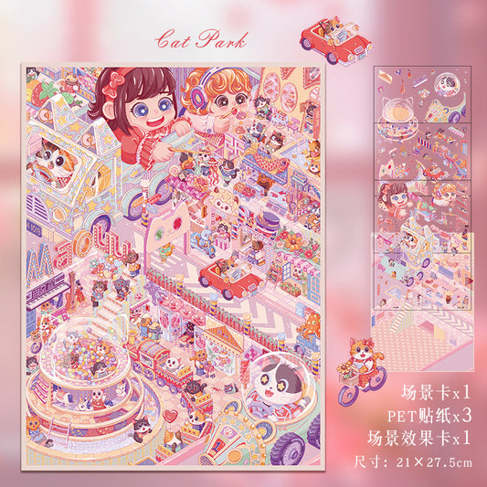 3D Layered Landscape Sticker - Large DIY Collage Decal for Stress Relief