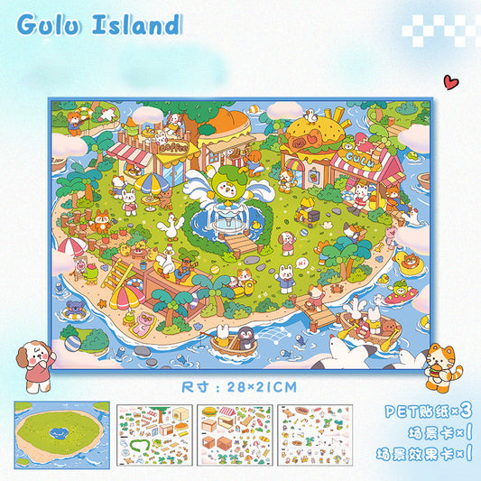 3D Layered Landscape Sticker - Large DIY Collage Decal for Stress Relief