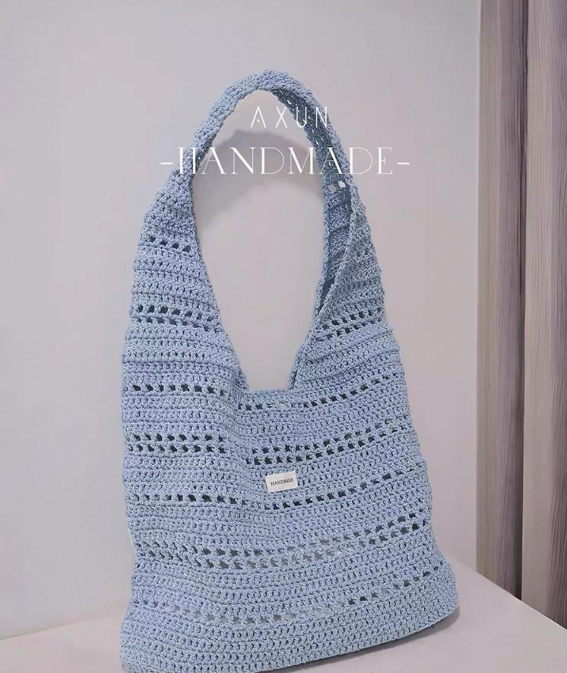 DIY Crochet Bag Kit with Hollow Cotton Yarn - Handmade Lace Knit Shoulder Bag Craft Material Set (Perfect Gift for Beginners)