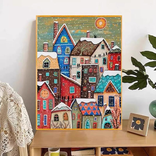 Snowy Cottage Diamond Painting Room Decoration Handmade DIY