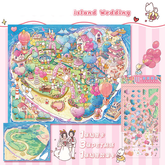 3D Layered Landscape Sticker - Large DIY Collage Decal for Stress Relief