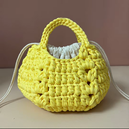 Stripe Yarn Handmade Knitting Kit – DIY Crochet Tote Bag, Mini Pumpkin Pouch, Delicate Handbag, Handmade Shoulder Bag