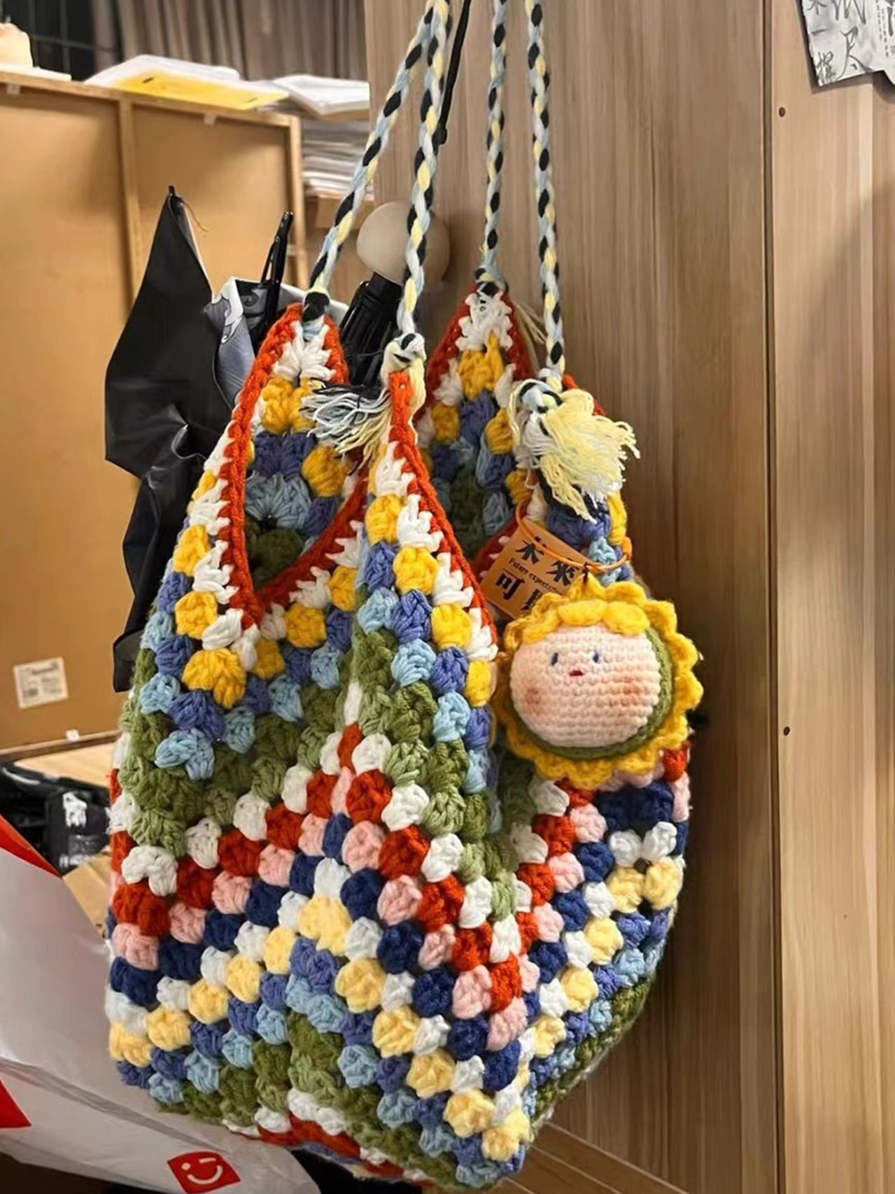 Vintage Granny Square Bag DIY Handmade Crochet Materials