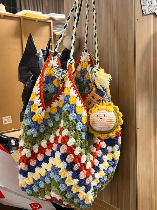 Vintage Granny Square Bag DIY Handmade Crochet Materials