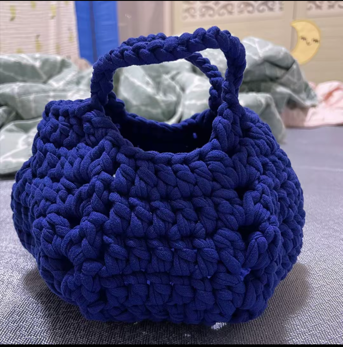 Stripe Yarn Handmade Knitting Kit – DIY Crochet Tote Bag, Mini Pumpkin Pouch, Delicate Handbag, Handmade Shoulder Bag