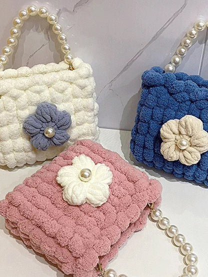 Puff Flower DIY Handmade Crochet Bag – Valentine’s Day Gift for Girlfriend (Materials Kit, Plush Crossbody Bag)