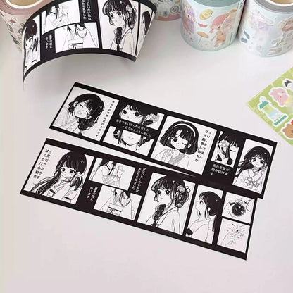 Pepper Toast Black & White Story Die-Cut Sticker Roll - Salt-style Journaling Material, Character Collage, Cute Aesthetic