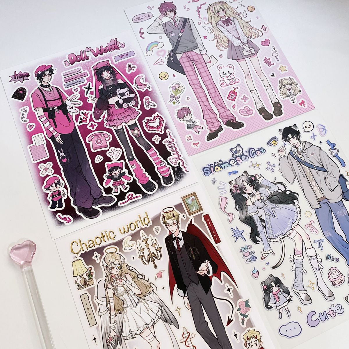 ‌WAKA ORIGINAL Romantic Couples Series Stickers - Anime Scrapbook/GUKA/GUBEN/Phone Case Decor Wholesale
