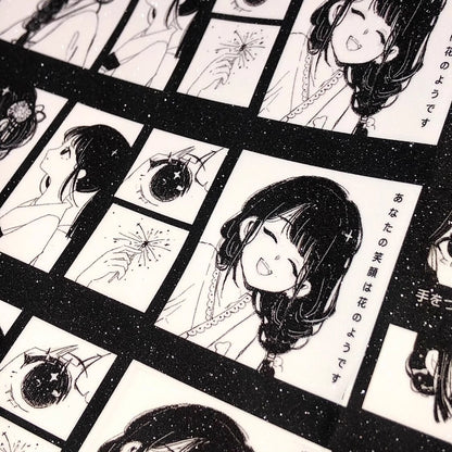 Pepper Toast Black & White Story Die-Cut Sticker Roll - Salt-style Journaling Material, Character Collage, Cute Aesthetic