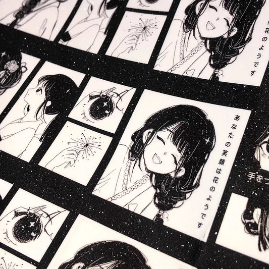 Pepper Toast Black & White Story Die-Cut Sticker Roll - Salt-style Journaling Material, Character Collage, Cute Aesthetic