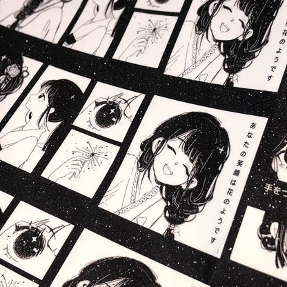 Pepper Toast Black & White Story Die-Cut Sticker Roll - Salt-style Journaling Material, Character Collage, Cute Aesthetic